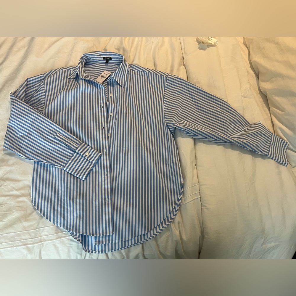 Express Light Blue and White Striped Shirt